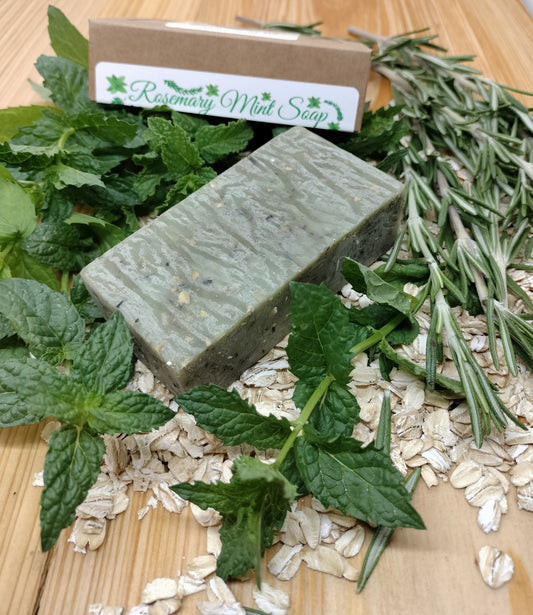 All-Natural Handmade Rosemary Mint, Shea Butter, & Oatmeal Soap