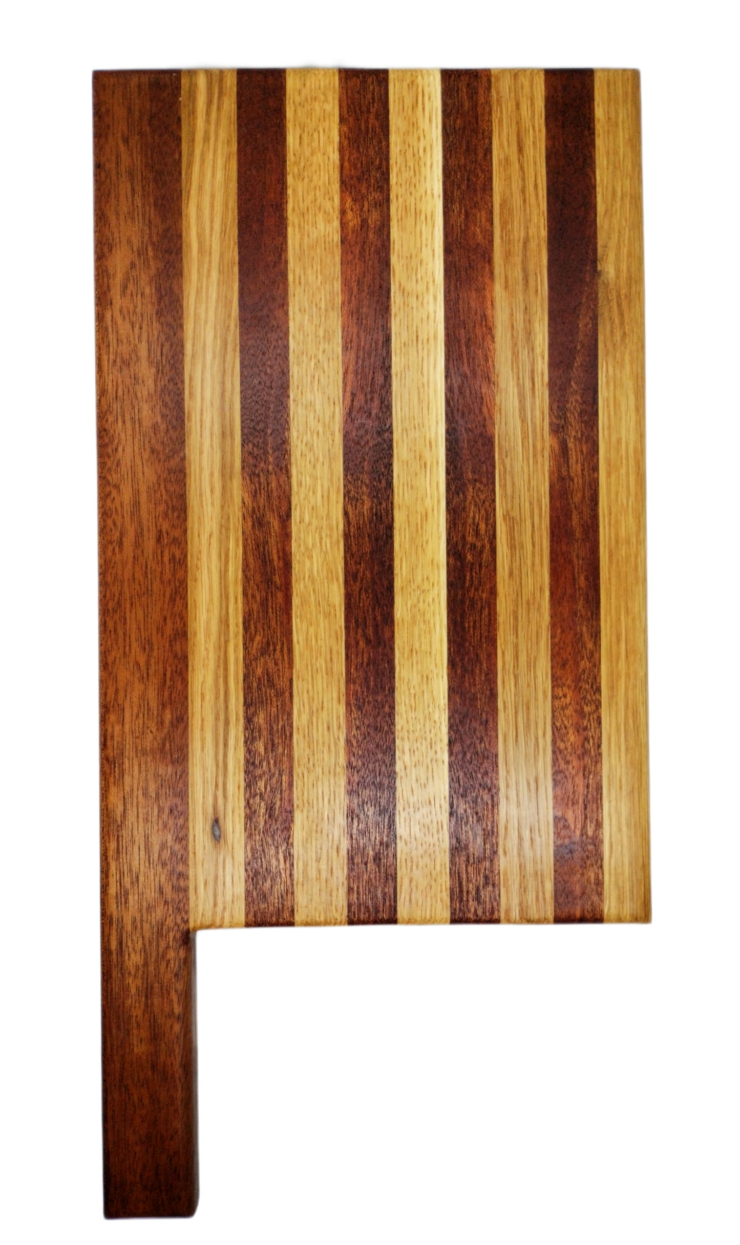 Handmade Mixed Hardwoods Edge-grain Bread board/Cutting Board - with Handle - Reversible - B