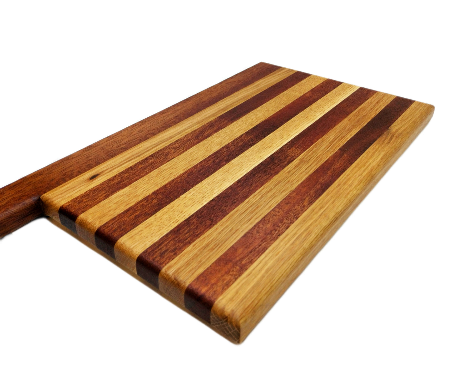 Handmade Mixed Hardwoods Edge-grain Bread board/Cutting Board - with Handle - Reversible - B