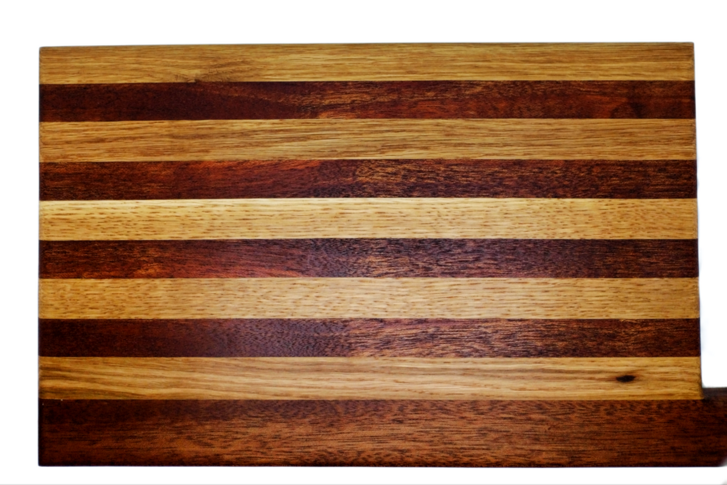 Handmade Mixed Hardwoods Edge-grain Bread board/Cutting Board - with Handle - Reversible - B