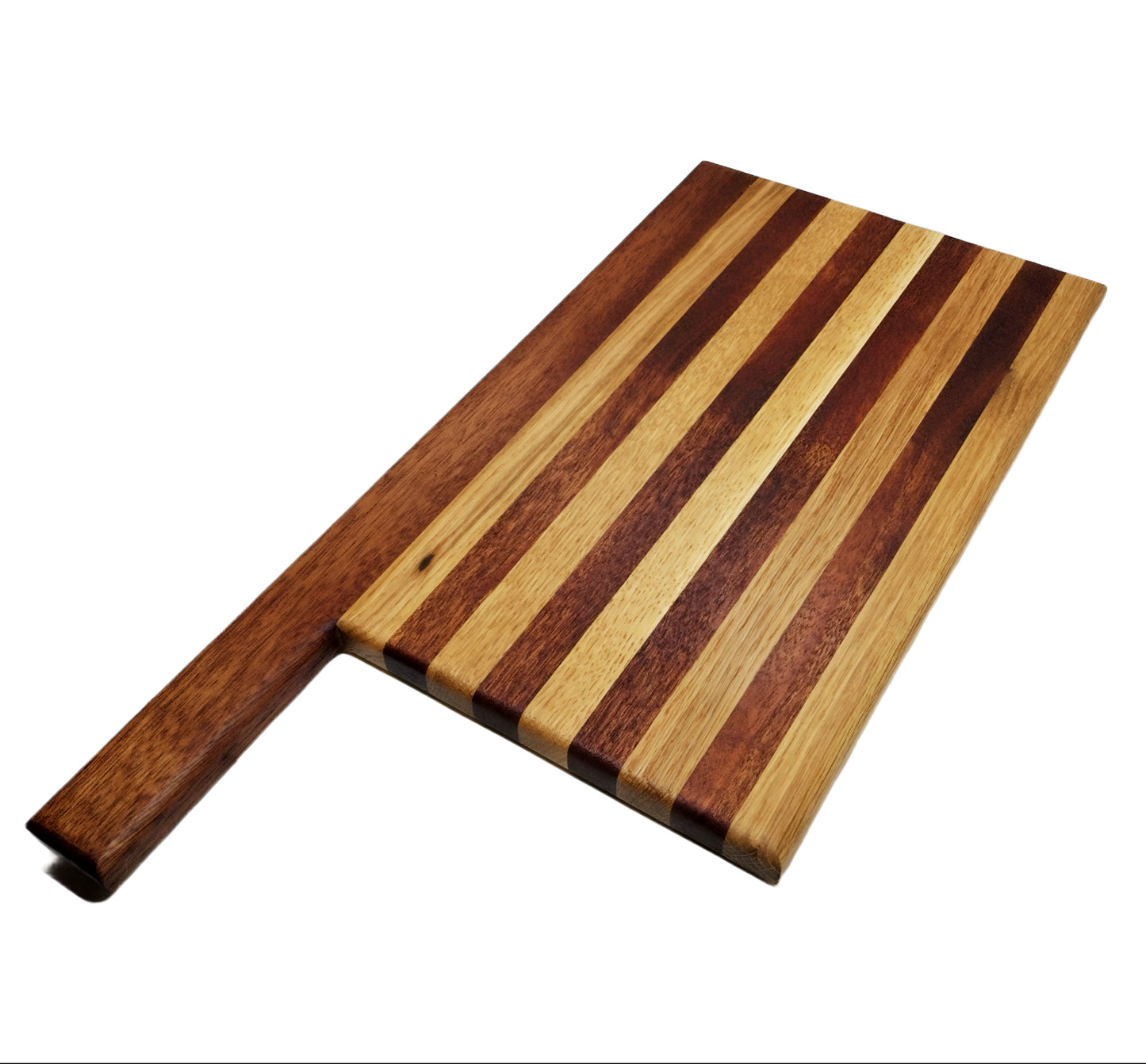 Handmade Mixed Hardwoods Edge-grain Bread board/Cutting Board - with Handle - Reversible - B