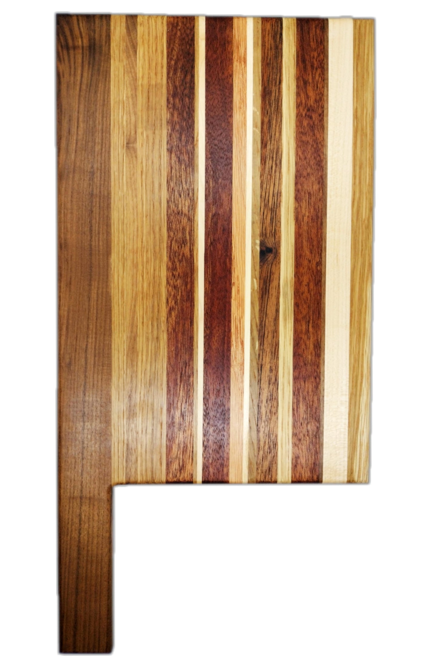 Handmade Mixed Hardwoods Edge-grain Bread board/Cutting Board - with Handle - Reversible A