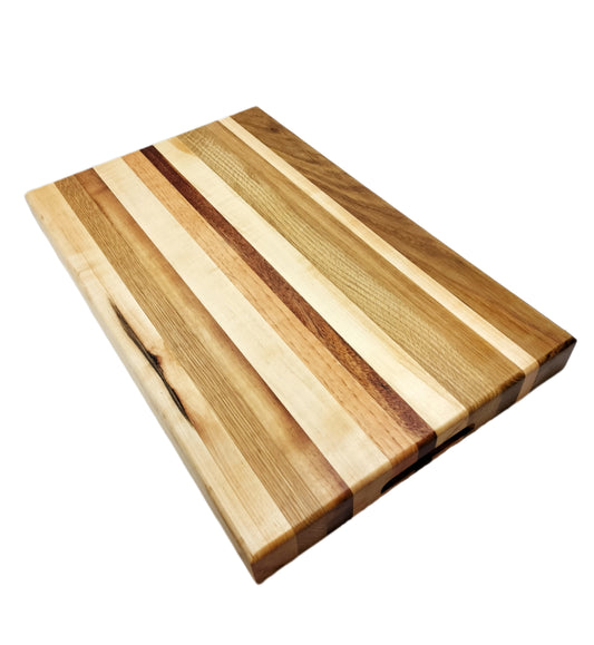 Handmade Mixed Hardwoods Edge-grain Cutting Board - Reversible B