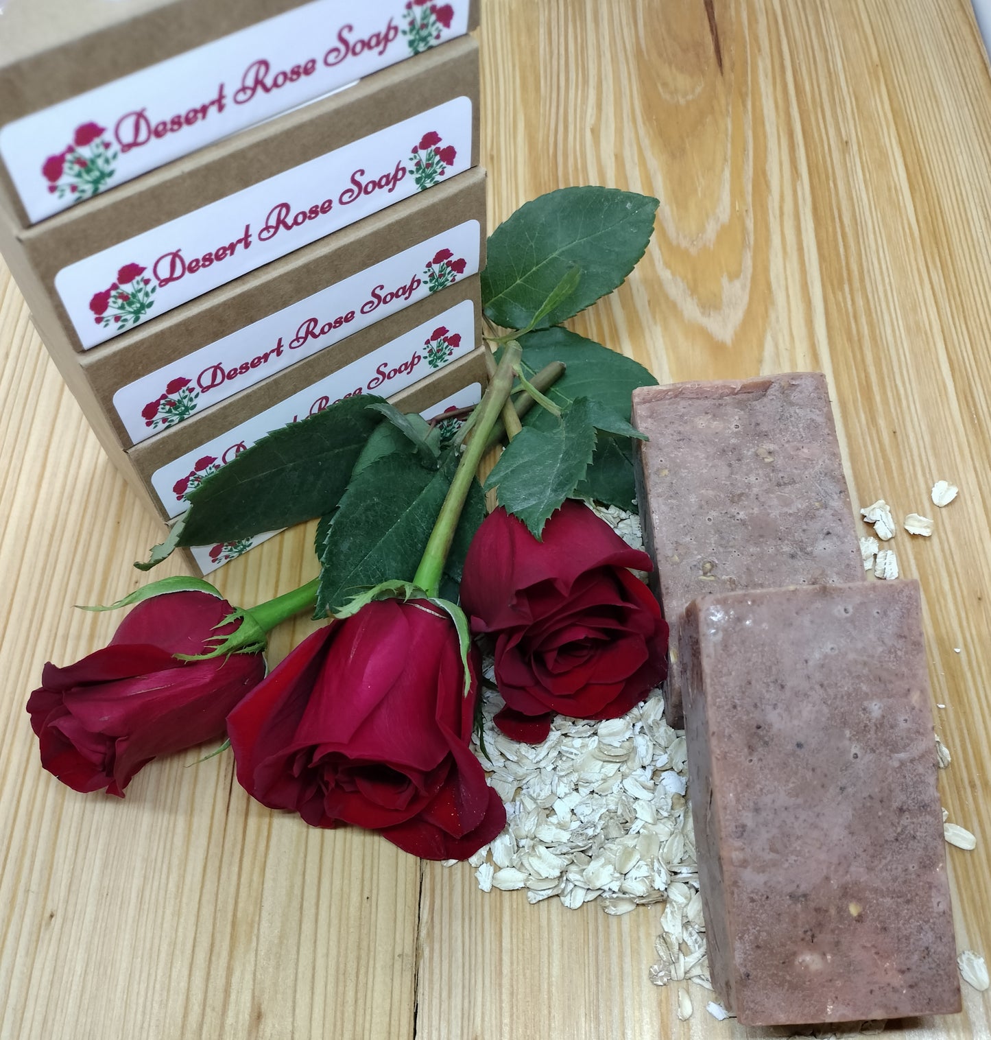 All-Natural Handmade Shea Butter & Oatmeal Soap - Desert Rose