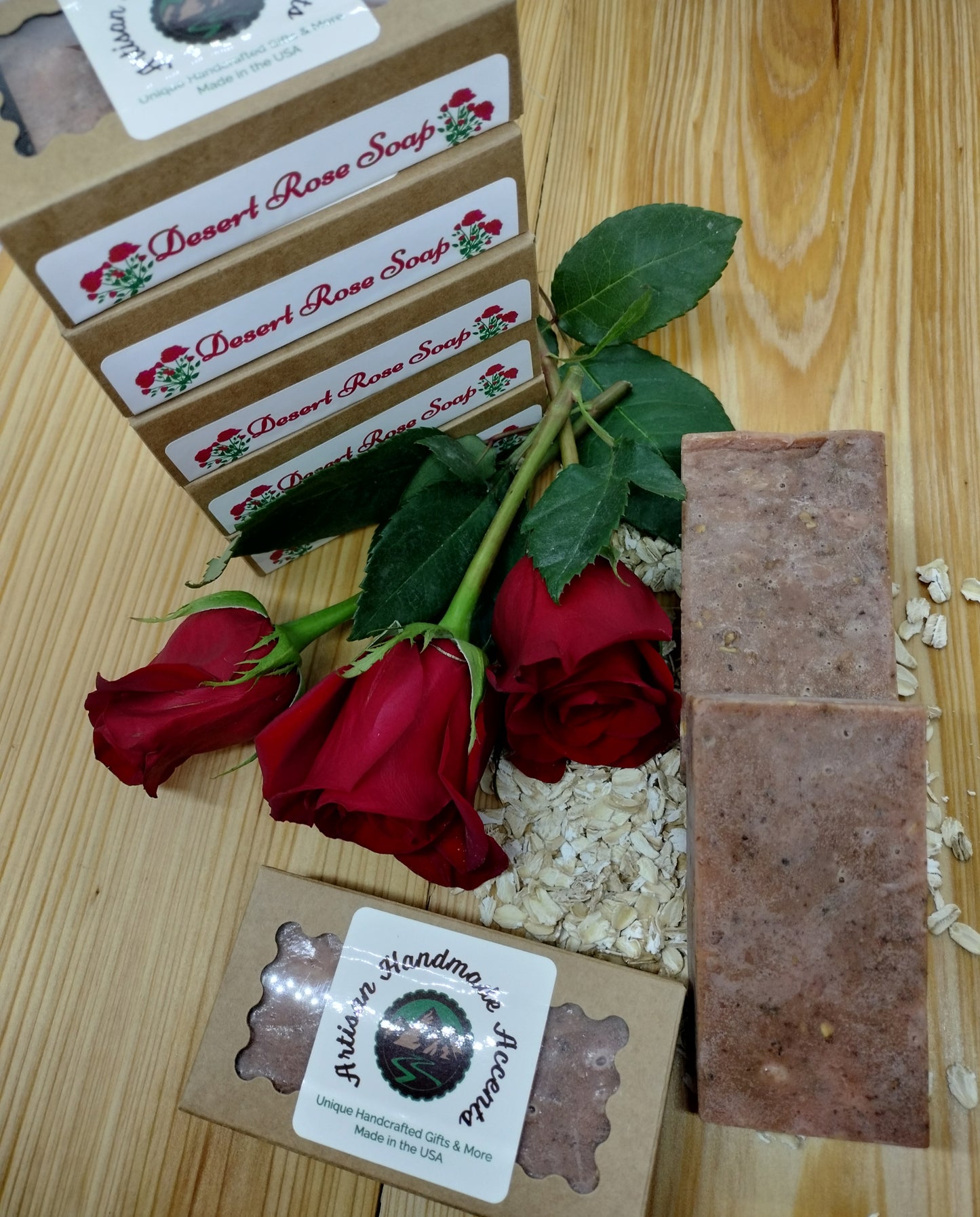 All-Natural Handmade Shea Butter & Oatmeal Soap - Desert Rose