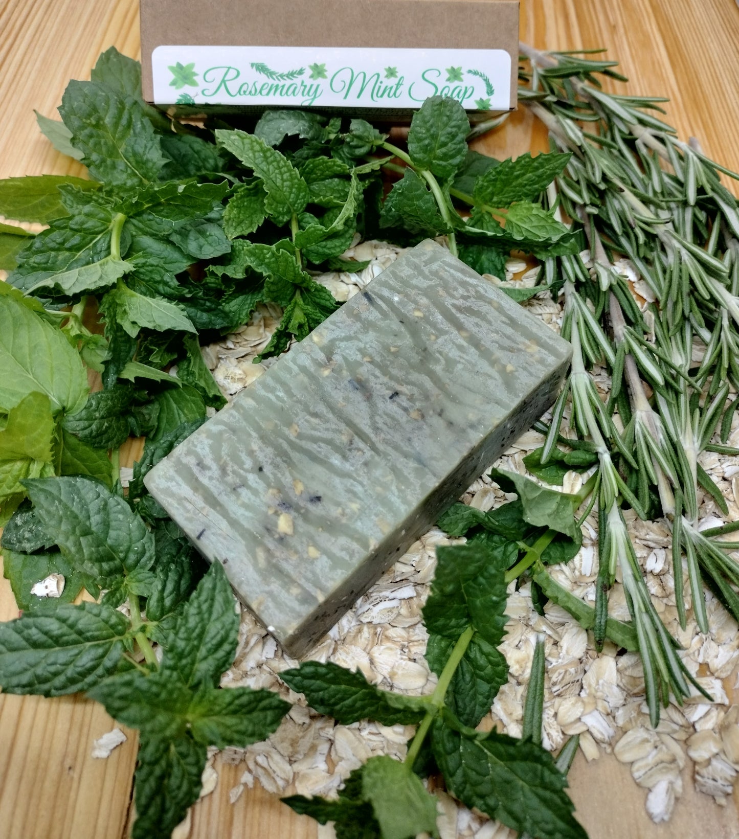 All-Natural Handmade Rosemary Mint, Shea Butter, & Oatmeal Soap