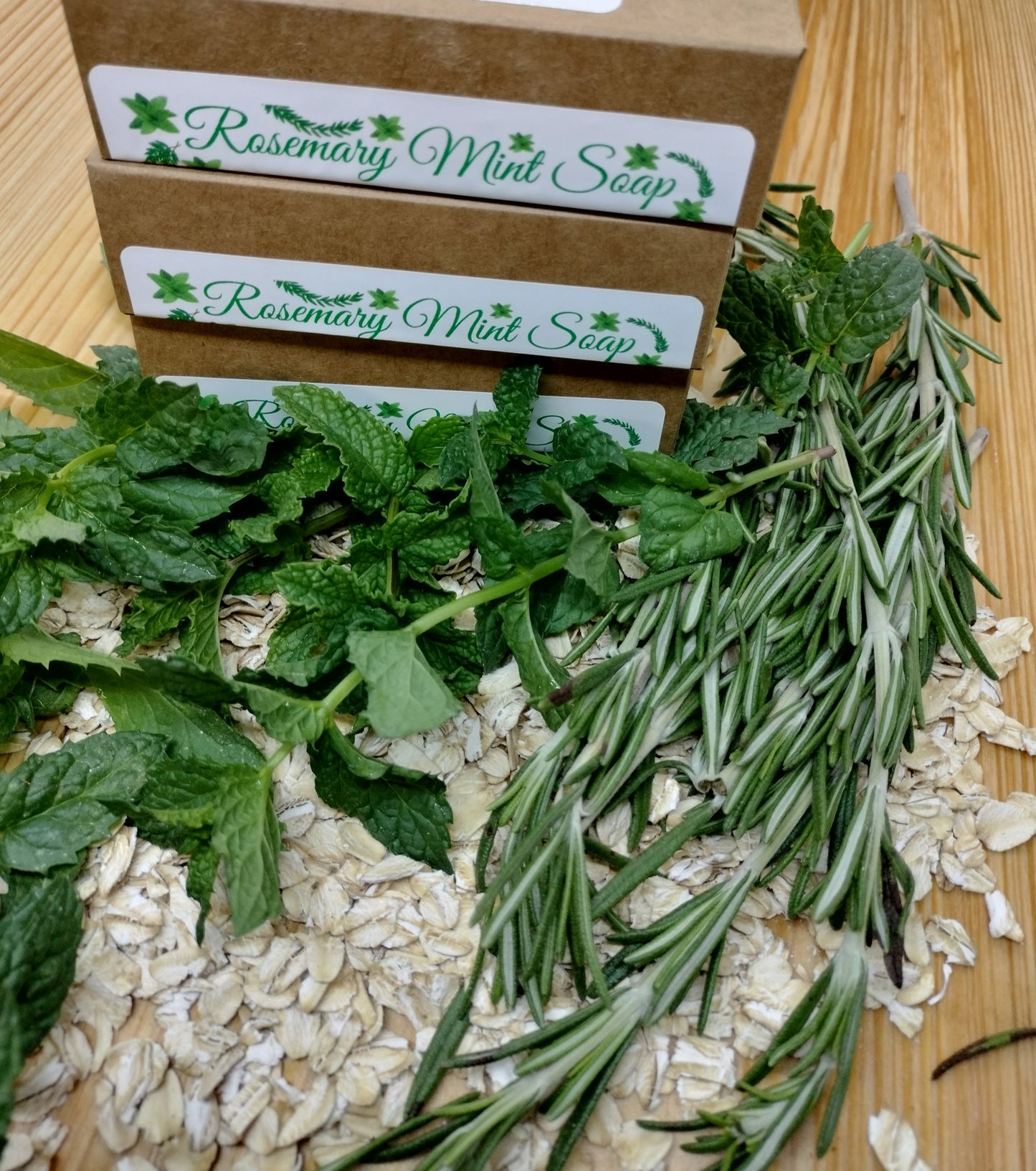 All-Natural Handmade Rosemary Mint, Shea Butter, & Oatmeal Soap