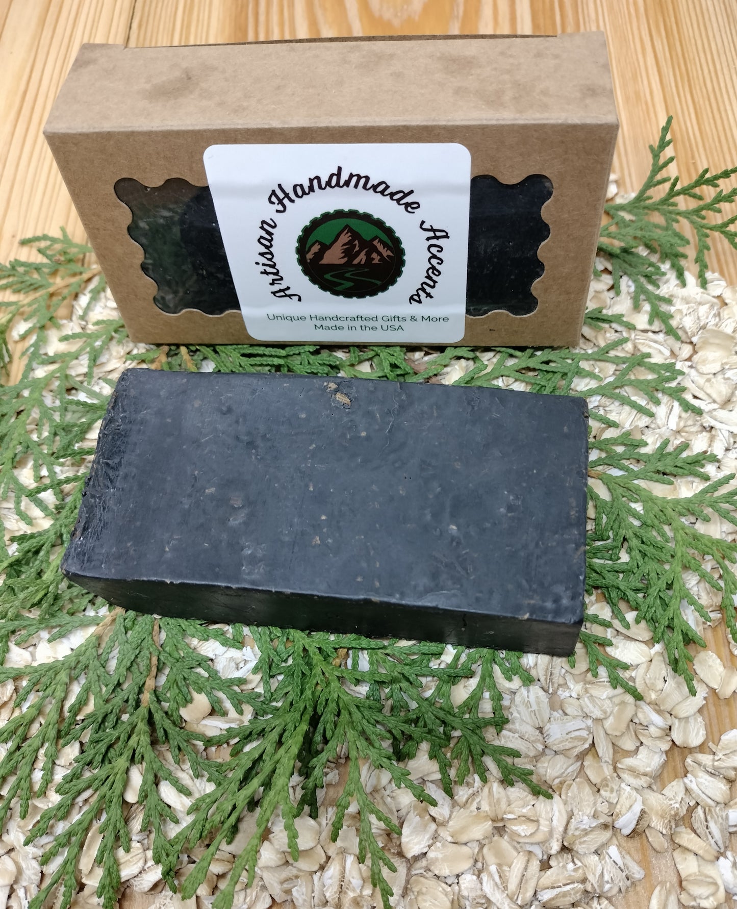 All-Natural Handmade Shea Butter, Oatmeal, & Activated Charcoal Soap - Cedar Forest