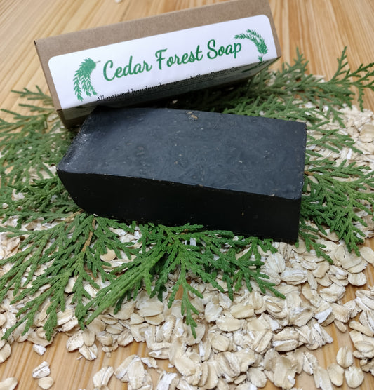 All-Natural Handmade Shea Butter, Oatmeal, & Activated Charcoal Soap - Cedar Forest