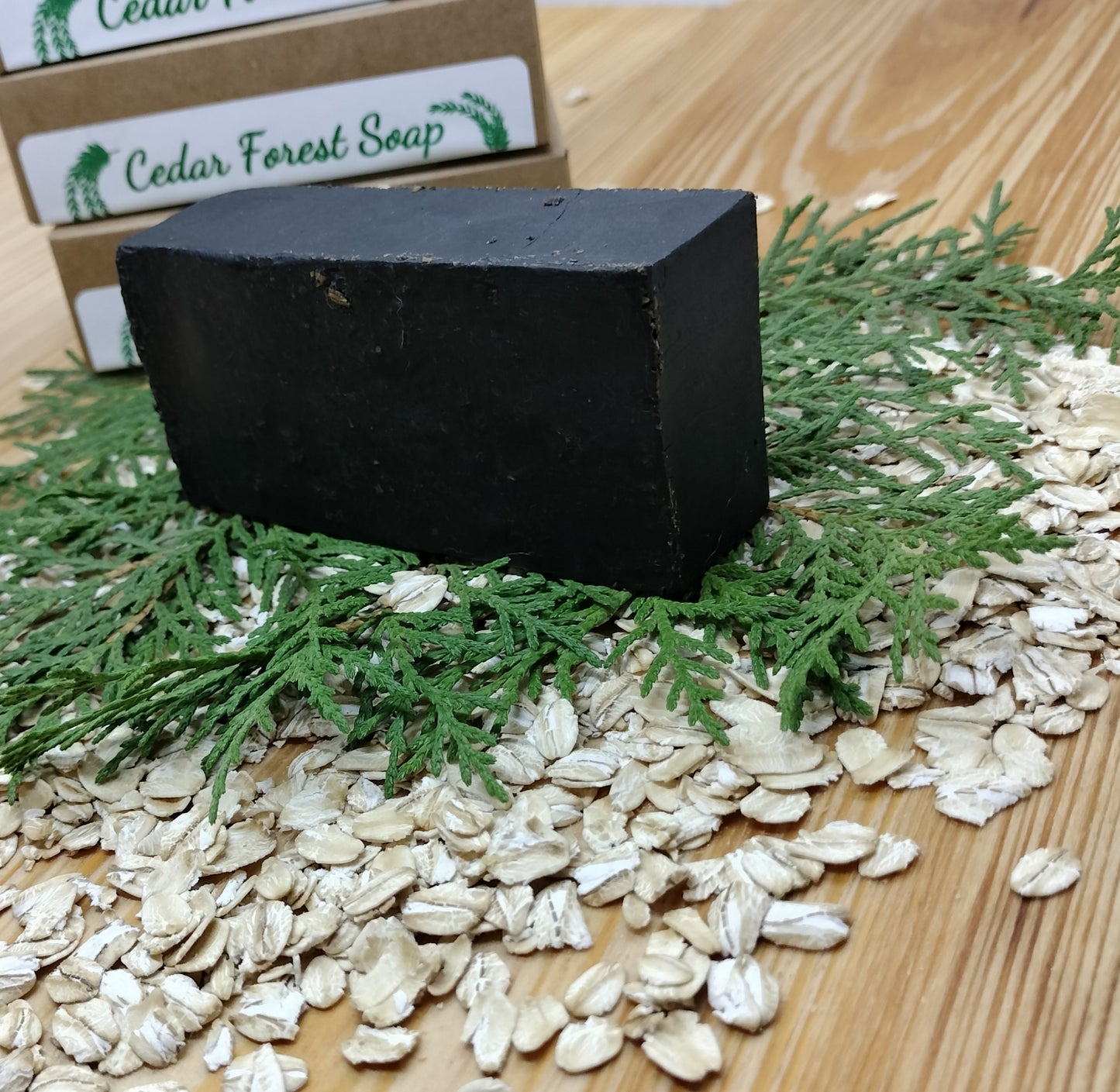 All-Natural Handmade Shea Butter, Oatmeal, & Activated Charcoal Soap - Cedar Forest