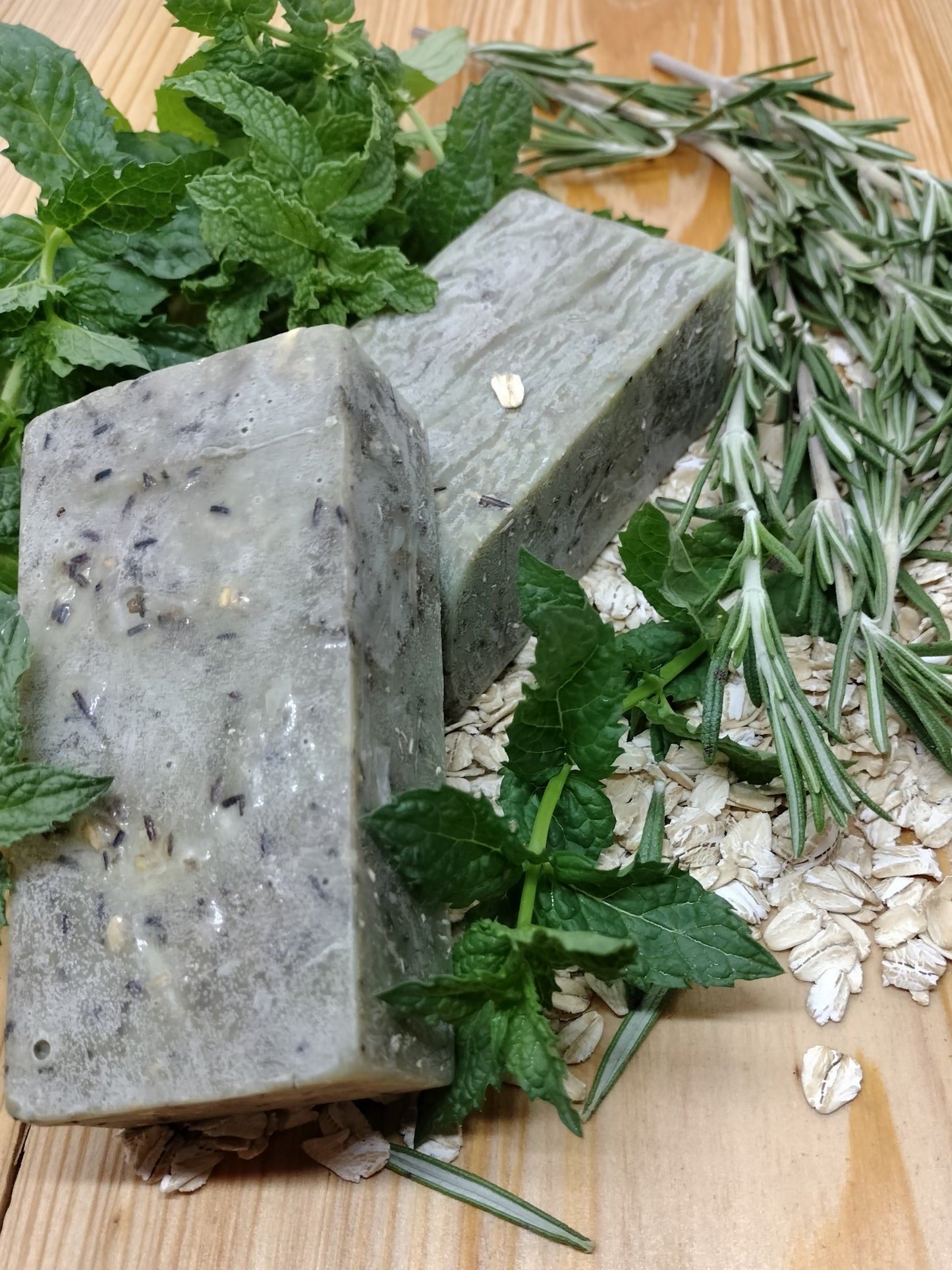 All-Natural Handmade Rosemary Mint, Shea Butter, & Oatmeal Soap